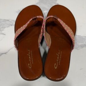 ComfyCo Women's Woven Pink and Brown Sandals